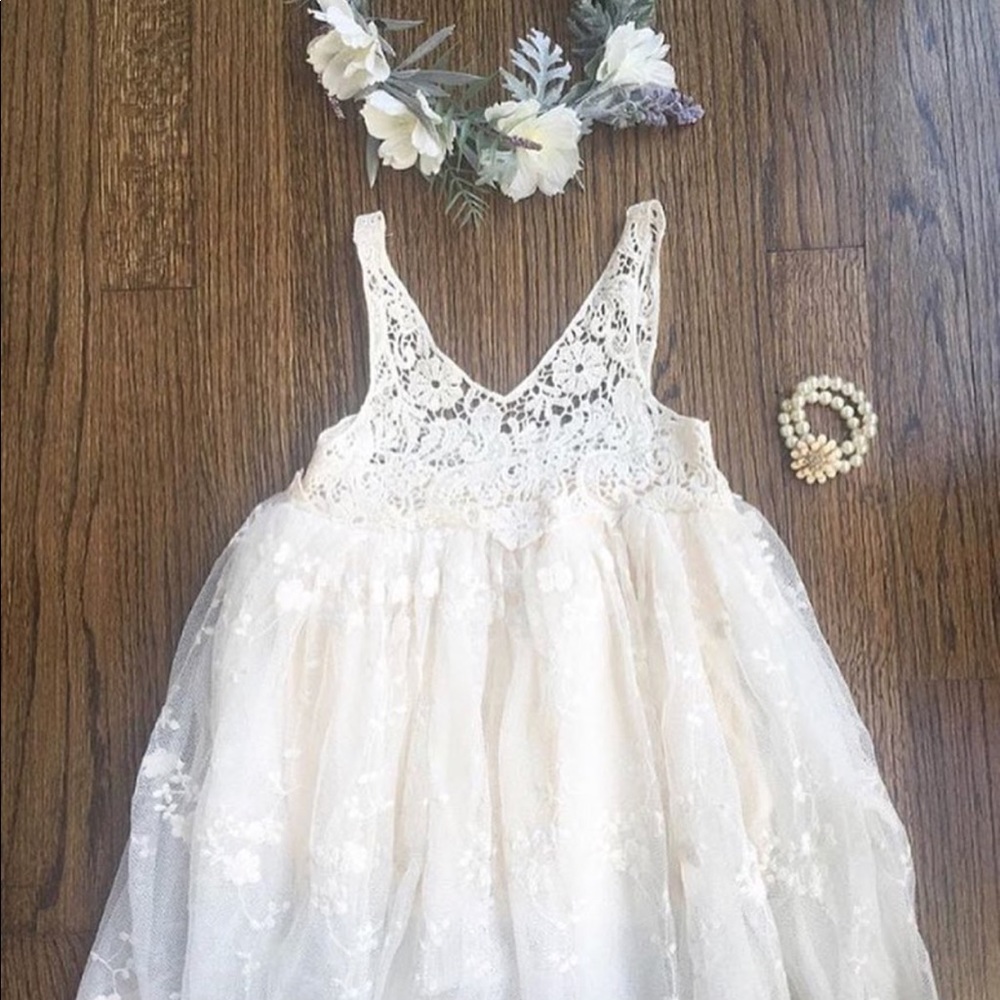 Ivory lace little girls dress
